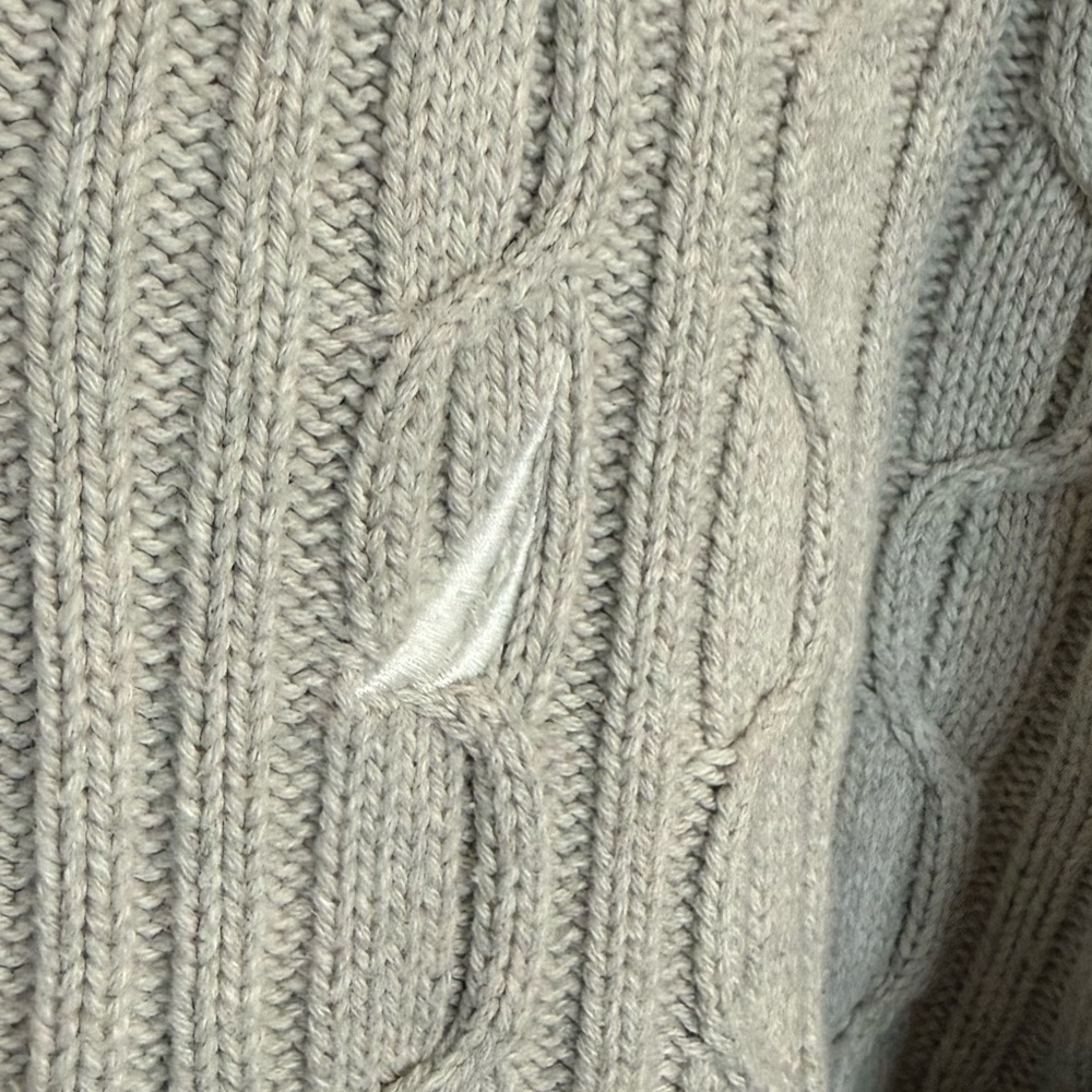 Nautica Light Gray Cable Knit‎ Crewneck Pullover Sweater Fisherman Men’s XL - Picture 4 of 9